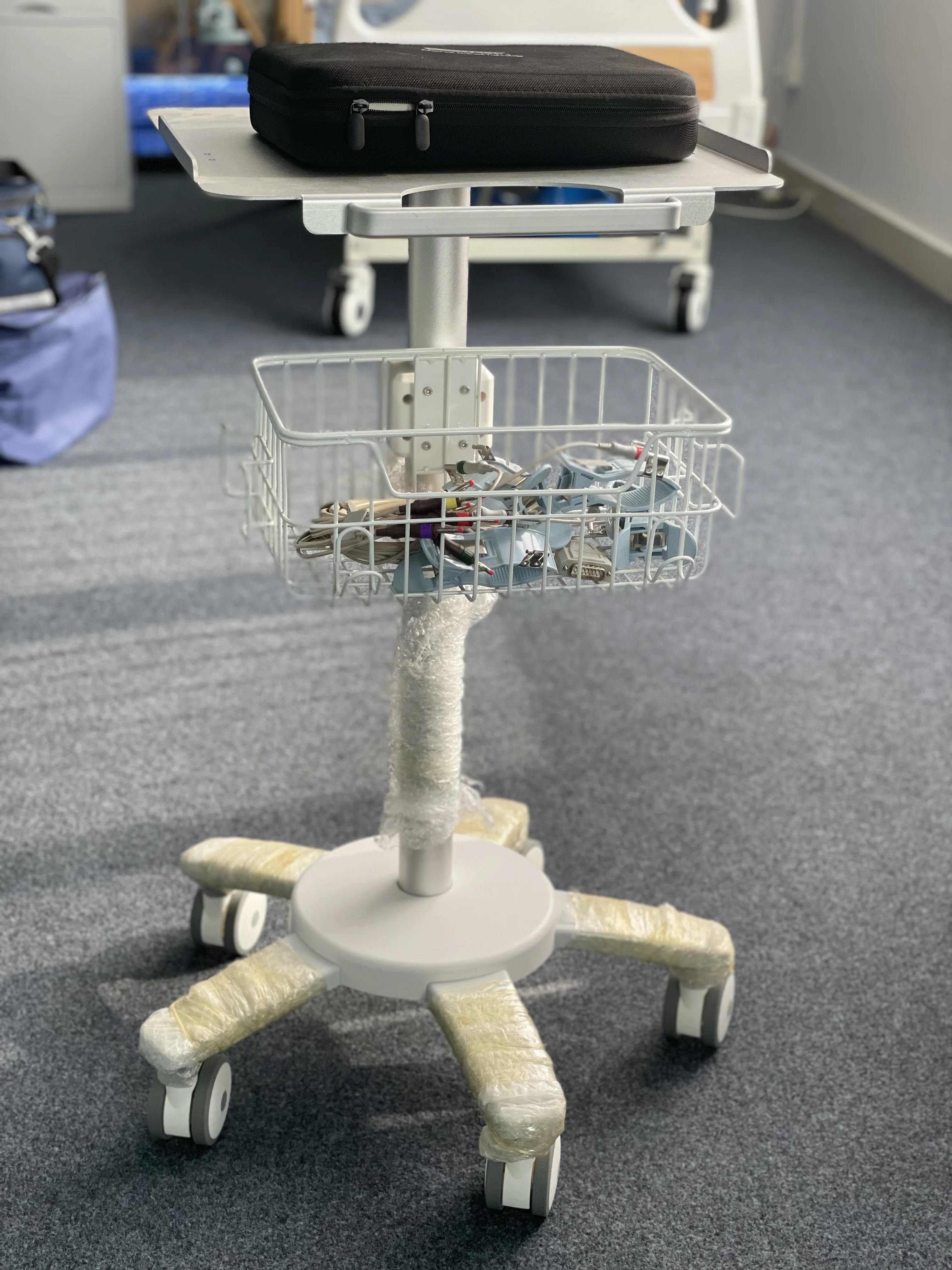 Chariot ECG en aluminium, support roulant à hauteur fixe pour appareil ECG